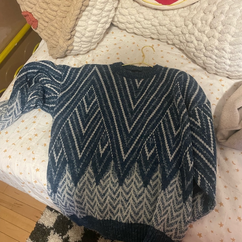 Vintage Italian Blue and White Chevron Sweater